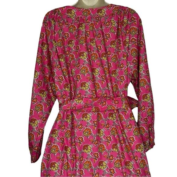 J Crew Collection NEW Tie-Waist Cotton Poplin Dress in Ratti® Pink Blooms Print - Picture 10 of 14